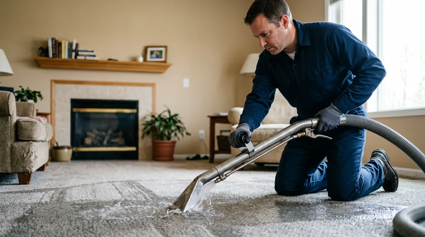 Water damage restoration technician working near Comstock, TX